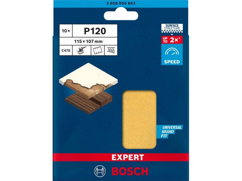 Brusni papir EXPERT C470 z 6 luknjami za vibracijske brusilnike, Dimenzije: 115x107mm, Zrnatost: 120, 2608900893